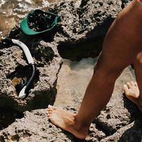 Diver with diving equipment.