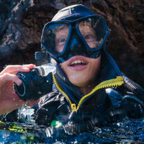 Teenage boy diving