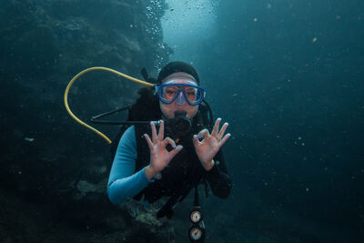Diving doing 'OK' signal