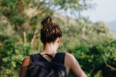 Woman hiking, Nepal.