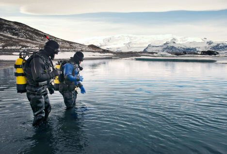 Two divers in Iceland
