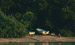 Boat on a beach in Okinawa.