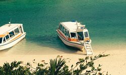 Boat on a beach in Okinawa.