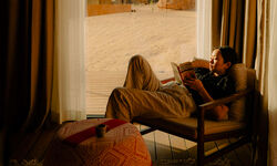 Woman reading in Saudi Arabia.