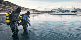 Two divers in Iceland
